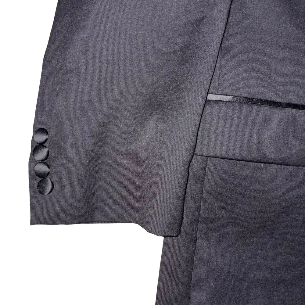 Jos. A. Bank Tuxedo Jacket Mens 46R Black Wool Peak Lapel Single Button Blazer